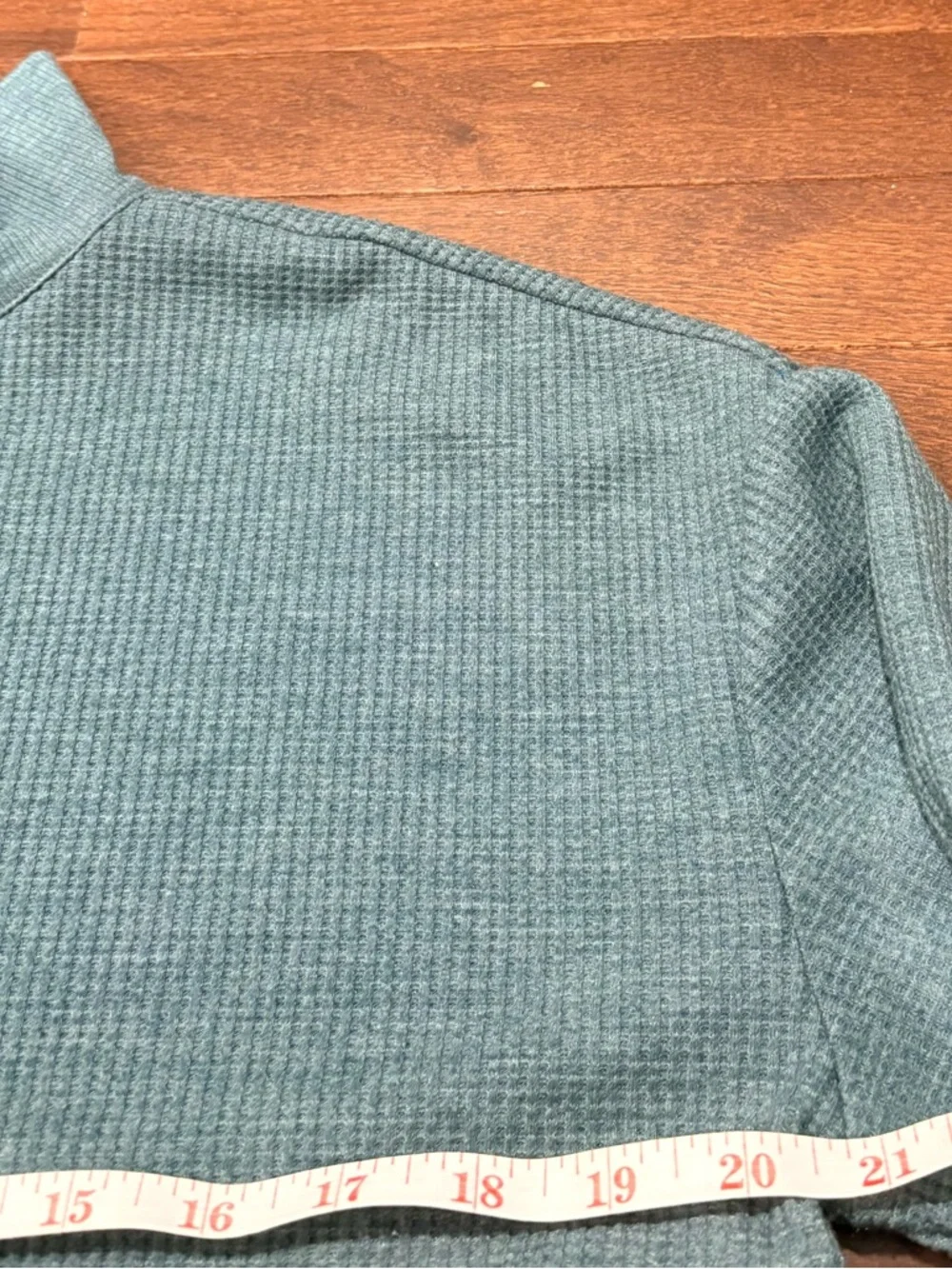 LOU & GREY Teal Waffle Knit Mock Neck Cropped Top Size M - Picture 6 of 8